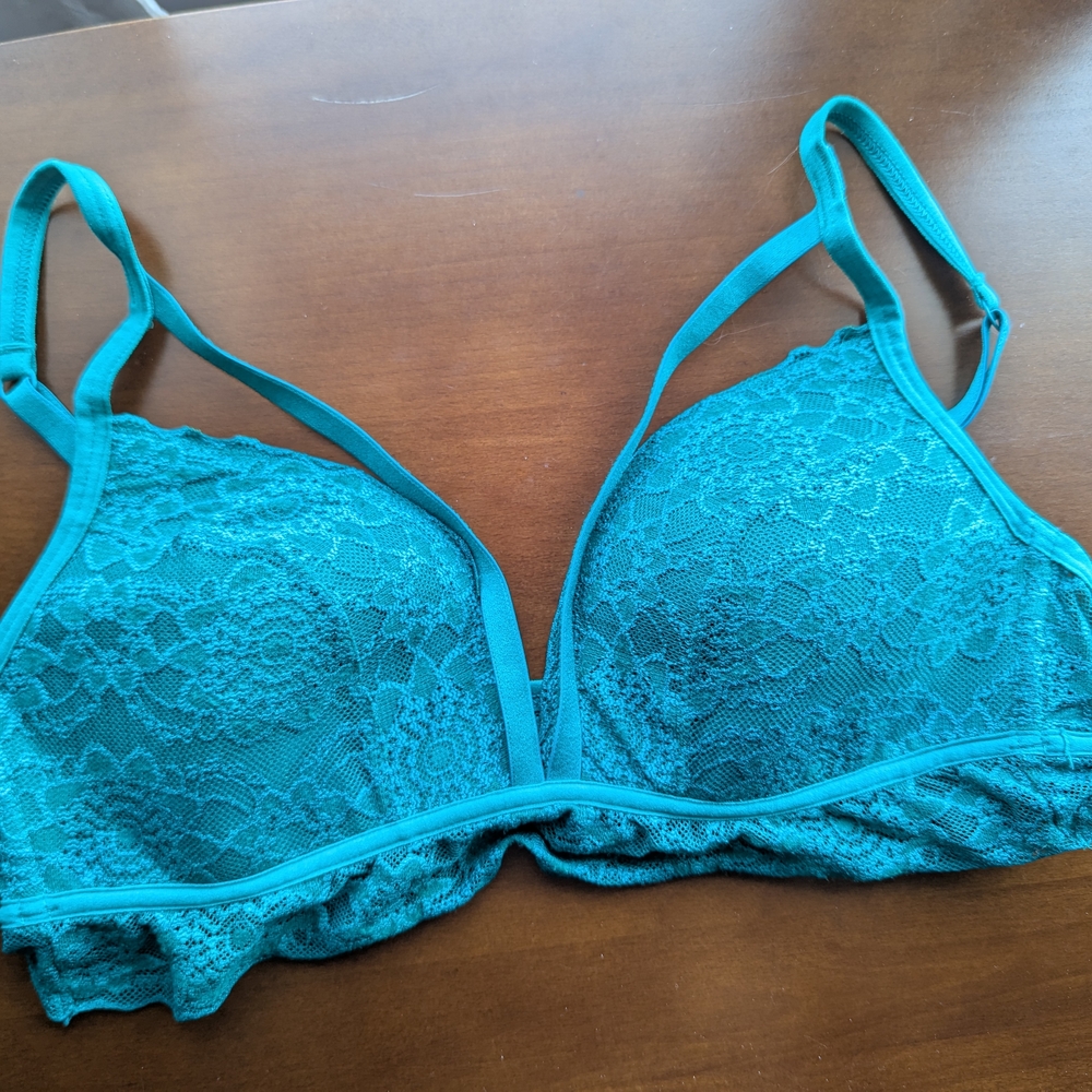PINK Victoria's Secret Teal Strappy Lace Bralette